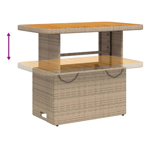 vidaXL Garden Table Beige 90x55x71 cm Poly Rattan and Acacia Wood