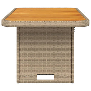 vidaXL Garden Table Beige 90x55x71 cm Poly Rattan and Acacia Wood