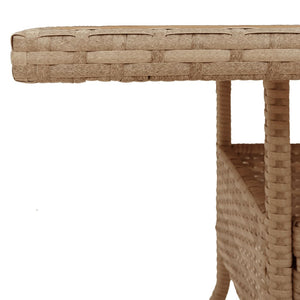 vidaXL Garden Table Beige 80x80x75 cm Poly Rattan Acacia Wood