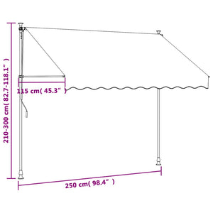 vidaXL Retractable Awning Cream 250x150 cm Fabric and Steel