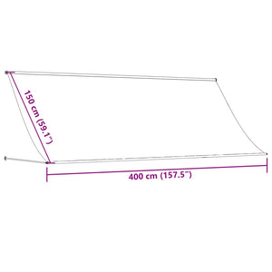 vidaXL Retractable Awning Cream 400x150 cm Fabric and Steel