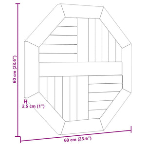 vidaXL Table Top 60x60x2.5 cm Octagonal Solid Wood Teak