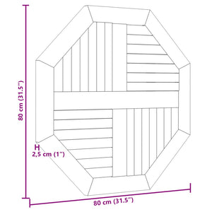 vidaXL Table Top 80x80x2.5 cm Octagonal Solid Wood Teak