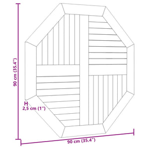 vidaXL Table Top 90x90x2.5 cm Octagonal Solid Wood Teak