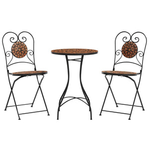 vidaXL Mosaic Bistro Set Terracotta Iron and Ceramic