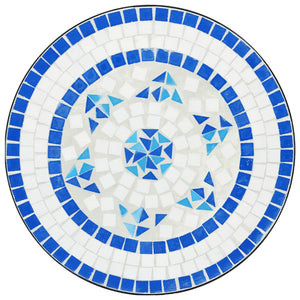 vidaXL Mosaic Bistro Set Blue and White Iron and Ceramic