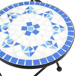 vidaXL Mosaic Bistro Set Blue and White Iron and Ceramic