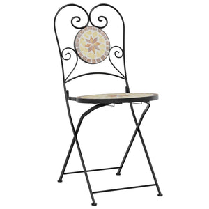 vidaXL Mosaic Bistro Set Terracotta and White Iron and Ceramic