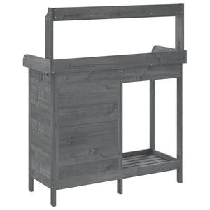 vidaXL Potting Table with Cabinet Grey 110.5x45x124.5 cm Solid Wood Fir