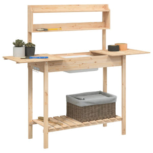 vidaXL Potting Table with Sink 147.5x44x139.5 cm Solid Wood Fir