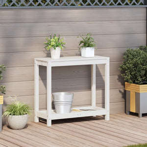 vidaXL Potting Table with Shelf White 82.5x35x75 cm Solid Wood Pine