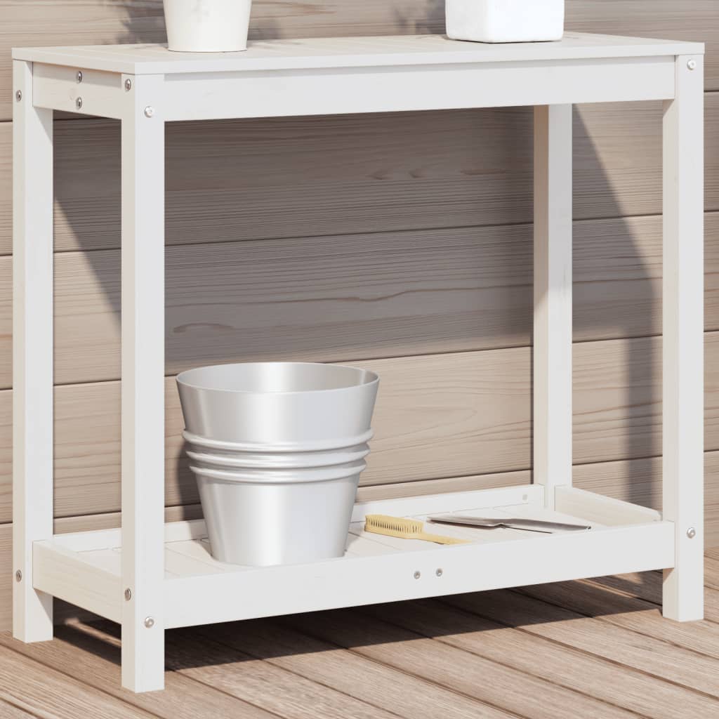 vidaXL Potting Table with Shelf White 82.5x35x75 cm Solid Wood Pine