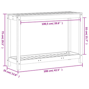 vidaXL Potting Table with Shelf 108x35x75 cm Solid Wood Pine