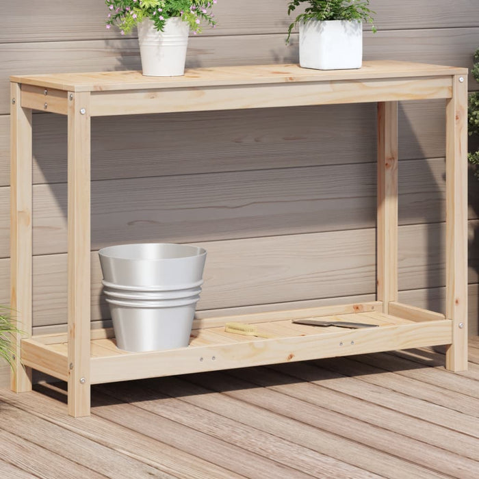 vidaXL Potting Table with Shelf 108x35x75 cm Solid Wood Pine