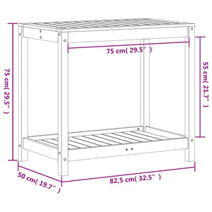 vidaXL Potting Table with Shelf 82.5x50x75 cm Solid Wood Pine