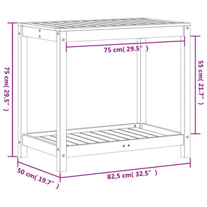 vidaXL Potting Table with Shelf 82.5x50x75 cm Solid Wood Douglas