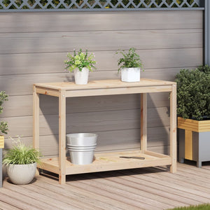 vidaXL Potting Table with Shelf 108x50x75 cm Solid Wood Pine