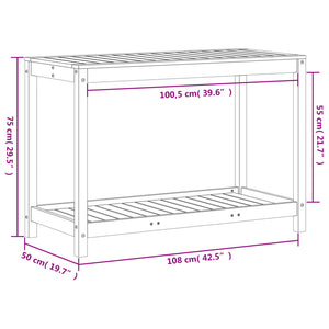 vidaXL Potting Table with Shelf 108x50x75 cm Solid Wood Pine