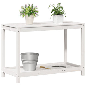 vidaXL Potting Table with Shelf White 108x50x75 cm Solid Wood Pine