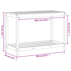 vidaXL Potting Table with Shelf 108x50x75 cm Solid Wood Douglas