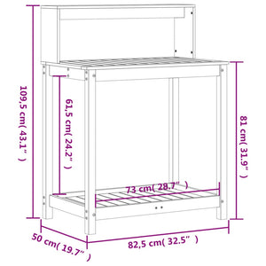 vidaXL Potting Table with Shelves 82.5x50x109.5 cm Solid Wood Douglas