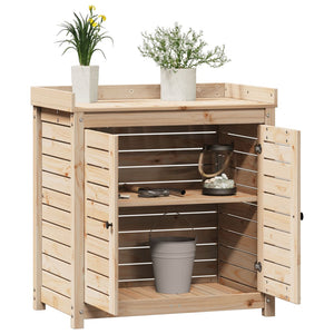 vidaXL Potting Table with Shelves 82.5x50x86.5 cm Solid Wood Pine