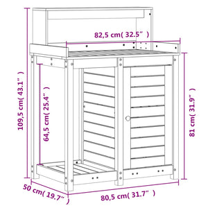 vidaXL Potting Table with Shelves White 82.5x50x109.5 cm Solid Wood Pine