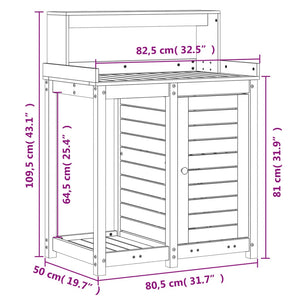 vidaXL Potting Table with Shelves 82.5x50x109.5 cm Solid Wood Douglas