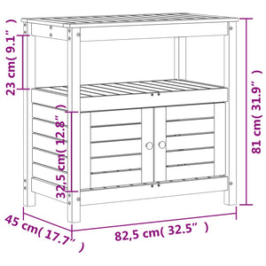 vidaXL Potting Table with Shelves 82.5x45x81 cm Solid Wood Pine