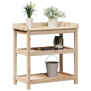 vidaXL Potting Table with Shelves 82.5x45x86.5 cm Solid Wood Pine