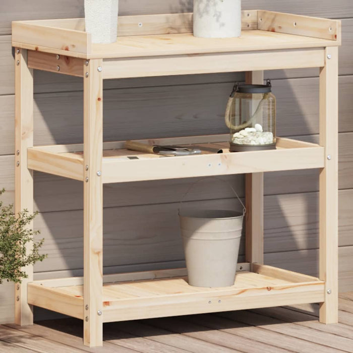 vidaXL Potting Table with Shelves 82.5x45x86.5 cm Solid Wood Pine