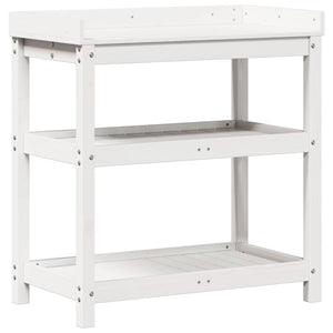 vidaXL Potting Table with Shelves White 82.5x45x86.5 cm Solid Wood Pine