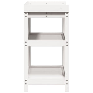 vidaXL Potting Table with Shelves White 82.5x45x86.5 cm Solid Wood Pine