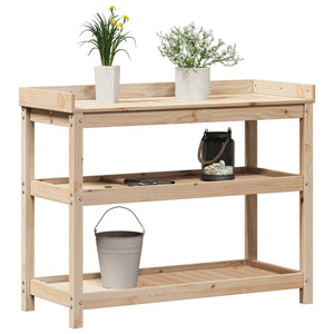 vidaXL Potting Table with Shelves 108x45x86.5 cm Solid Wood Pine