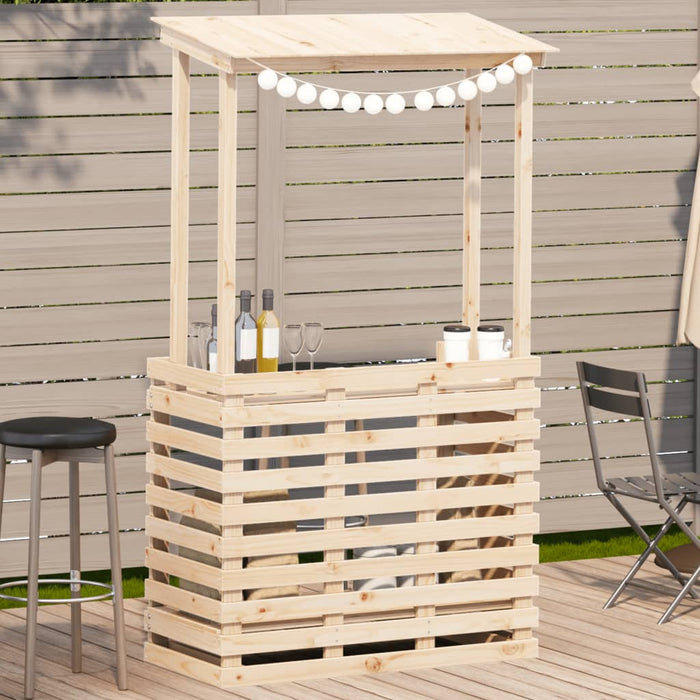 vidaXL Outdoor Bar Table with Roof 112.5x57x195.5 cm Solid Wood