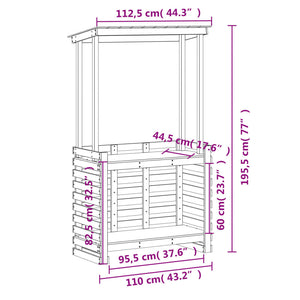 vidaXL Outdoor Bar Table with Roof White 112.5x57x195.5 cm Solid Wood