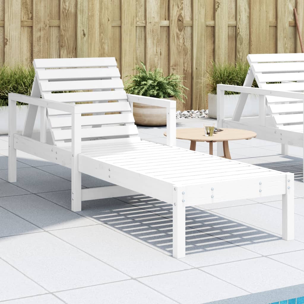 vidaXL Sun Lounger White 199.5x62x55 cm Solid Wood Pine