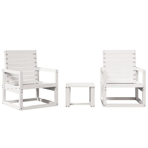 vidaXL 3 Piece Garden Lounge Set White Solid Wood Pine