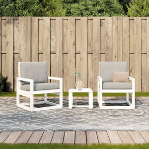 vidaXL 3 Piece Garden Lounge Set White Solid Wood Pine