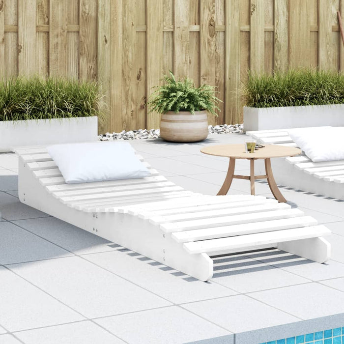 vidaXL Sun Lounger White 205x60x31.5 cm Solid Wood Pine