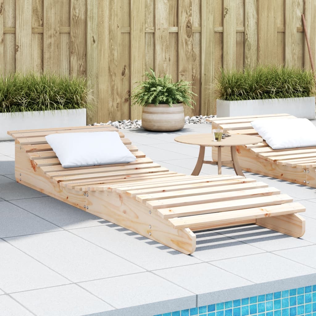 vidaXL Sun Lounger 205x70x31.5 cm Solid Wood Pine