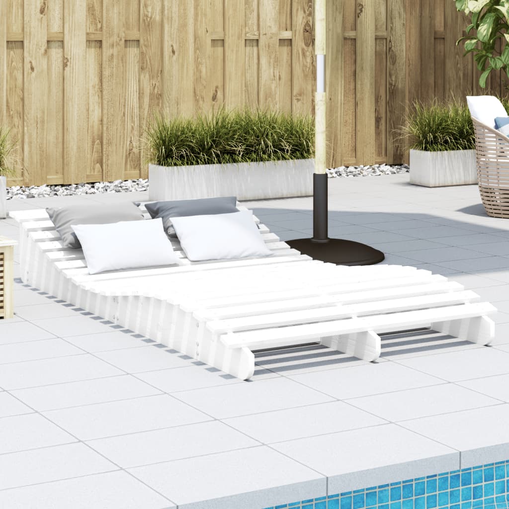 vidaXL Sun Lounger White 205x110x31.5 cm Solid Wood Pine