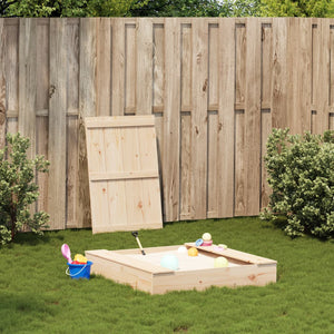 vidaXL Sandpit with Cover 111x111x19.5 cm Solid Wood Pine