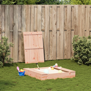 vidaXL Sandpit with Cover 111x111x19.5 cm Solid Wood Douglas