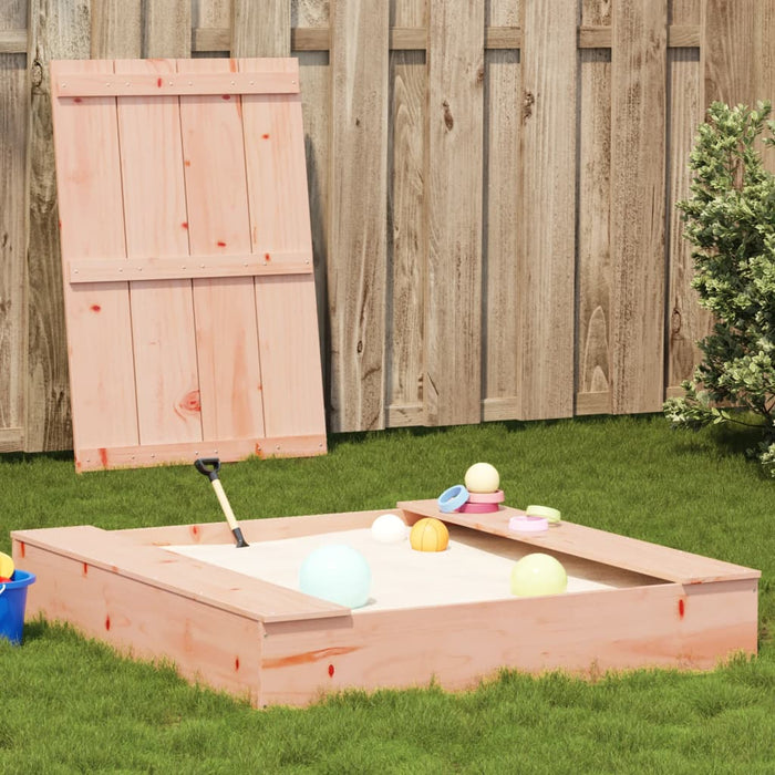 vidaXL Sandpit with Cover 111x111x19.5 cm Solid Wood Douglas