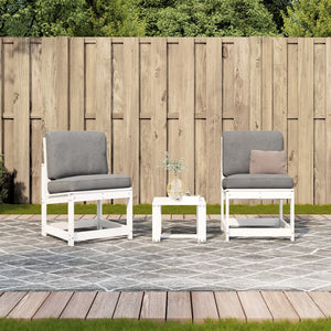 vidaXL 3 Piece Garden Lounge Set White Solid Wood Pine