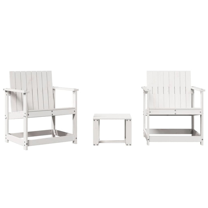 vidaXL 3 Piece Garden Lounge Set White Solid Wood Pine