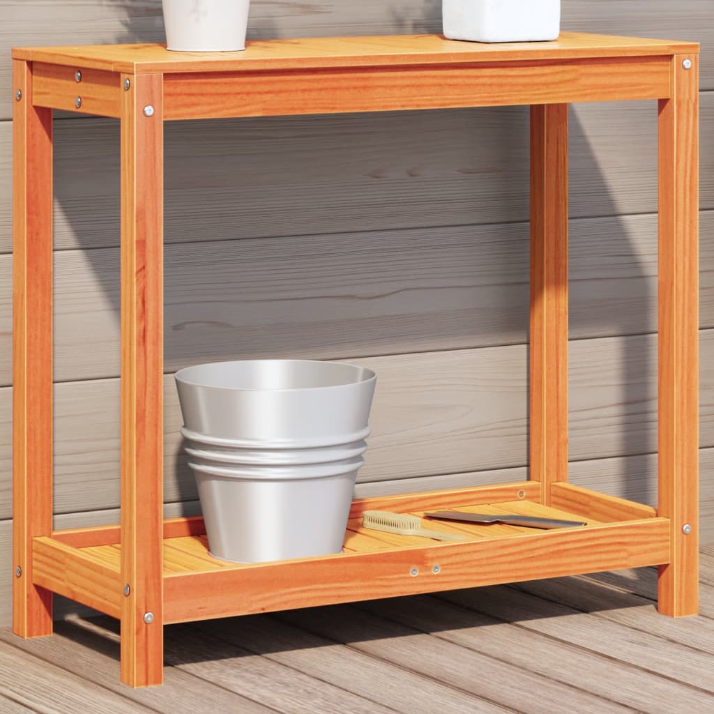 vidaXL Potting Table with Shelf Wax Brown 82.5x35x75 cm Solid Wood Pine