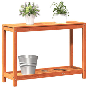 vidaXL Potting Table with Shelf Wax Brown 108x35x75 cm Solid Wood Pine