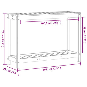 vidaXL Potting Table with Shelf Wax Brown 108x35x75 cm Solid Wood Pine